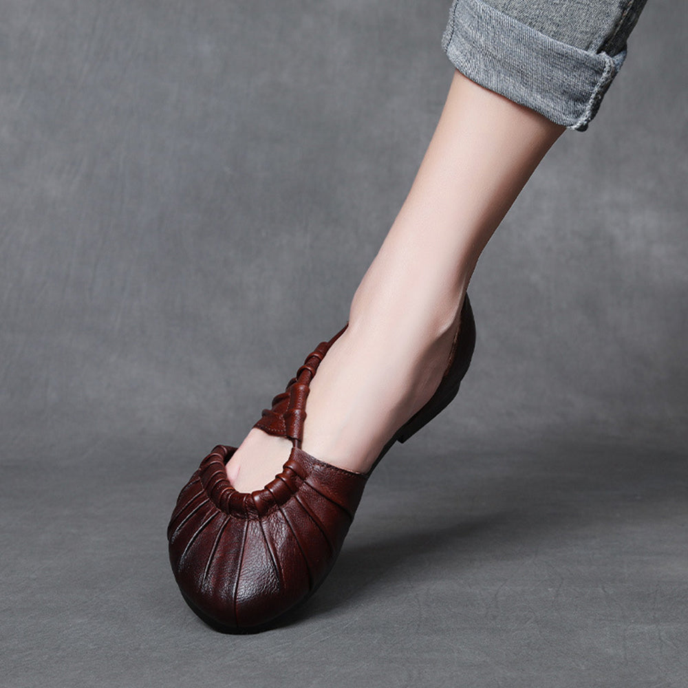 Closed Toe Pleated Flat Sandals Newgew Shoes