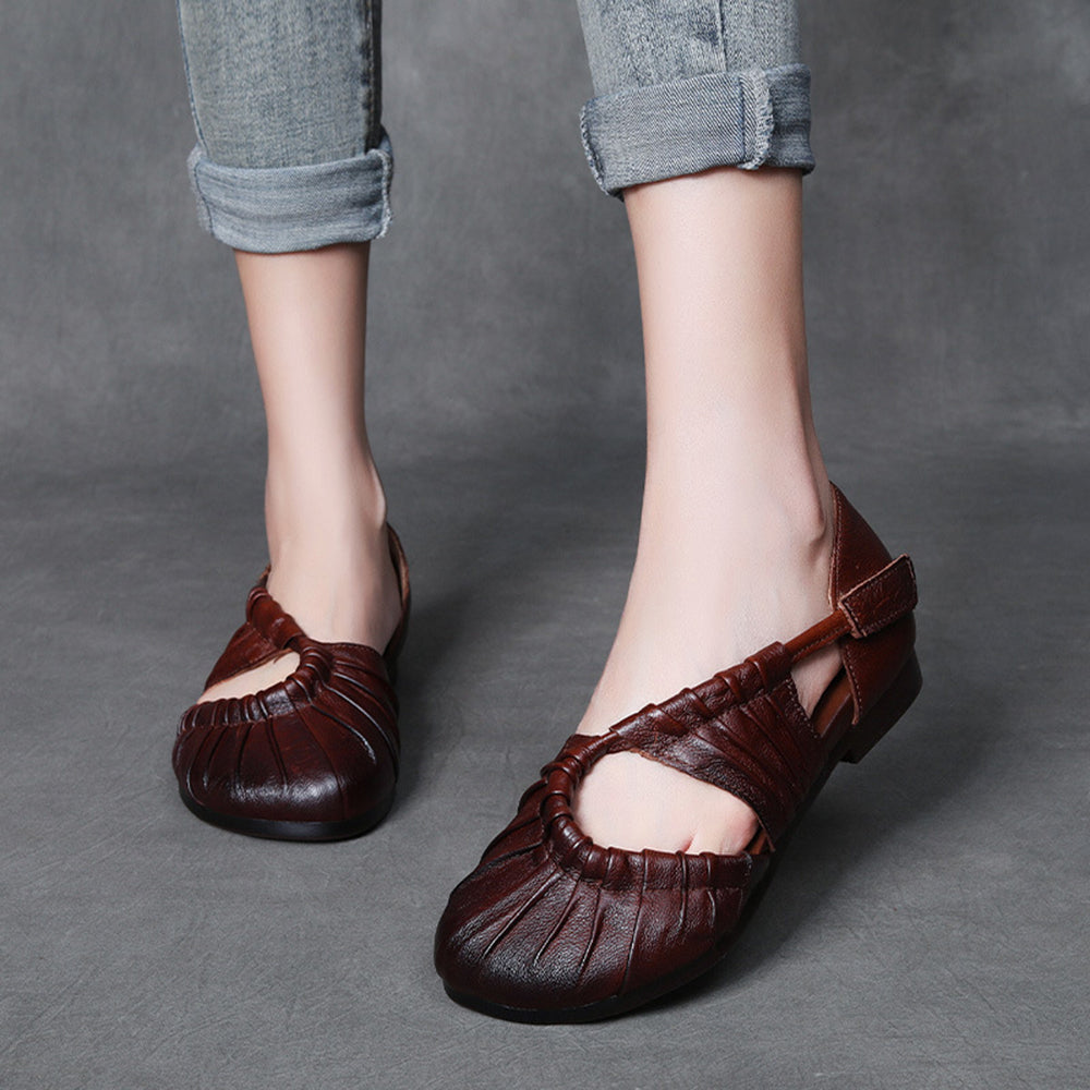 Closed Toe Pleated Flat Sandals Newgew Shoes