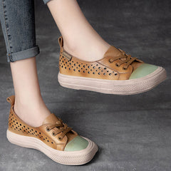 Color-Block Eyelets Casual Flats Shoes Newgew Shoes