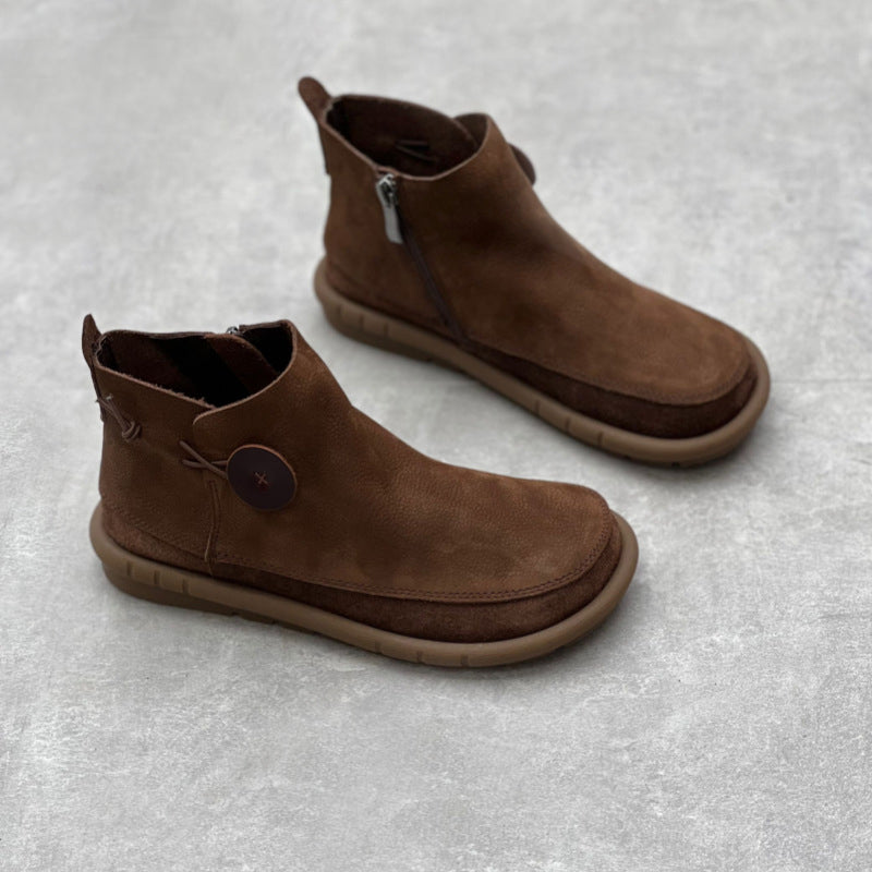 Comfort Handmade Suede Leather Short Boots Newgew Shoes