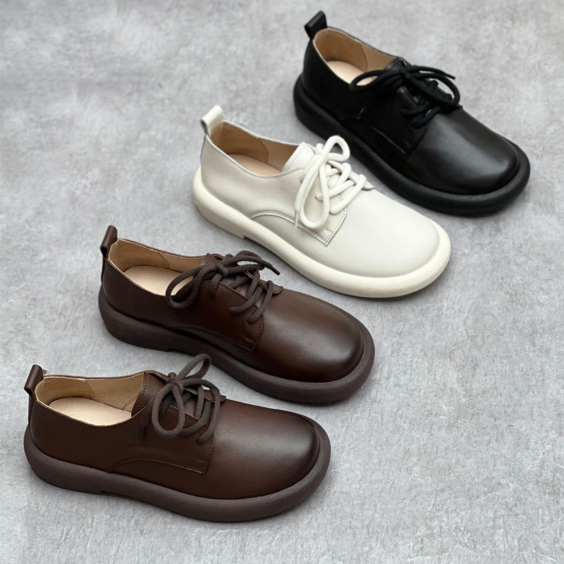 Comfortable Lace-up Genuine Leather Shoes For Women Newgew Shoes