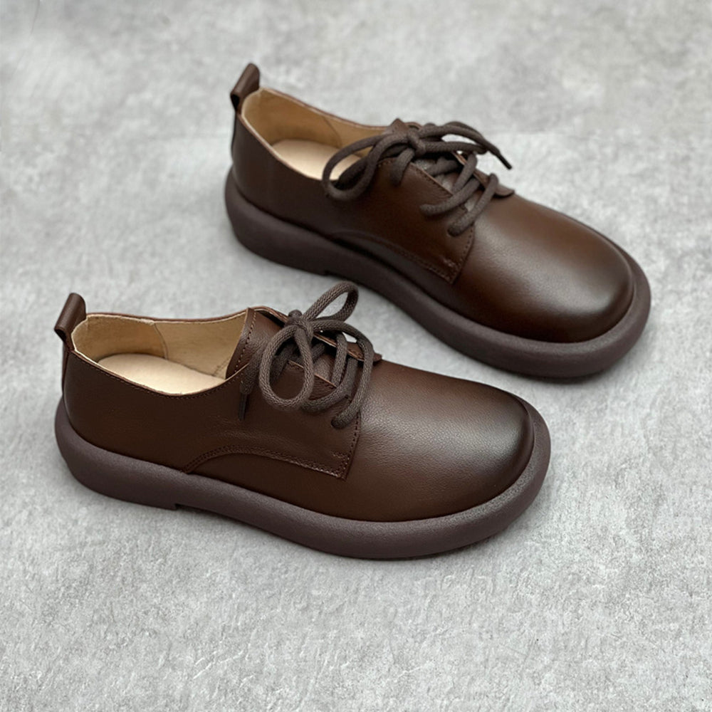 Comfortable Lace-up Genuine Leather Shoes For Women Newgew Shoes