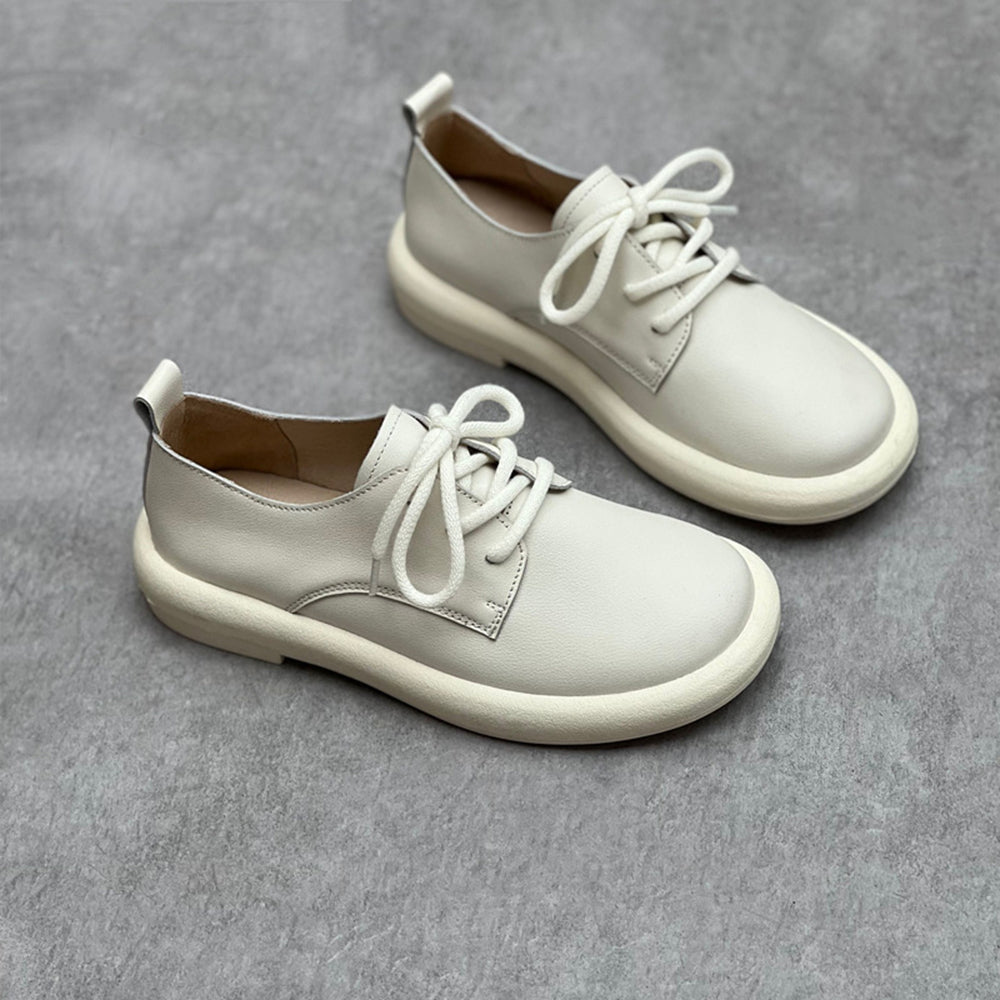 Comfortable Lace-up Genuine Leather Shoes For Women Newgew Shoes