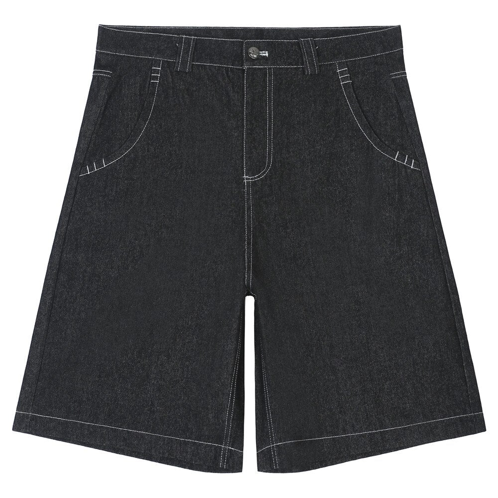 '90's New York' Contrast Stitch Denim Shorts Newgew