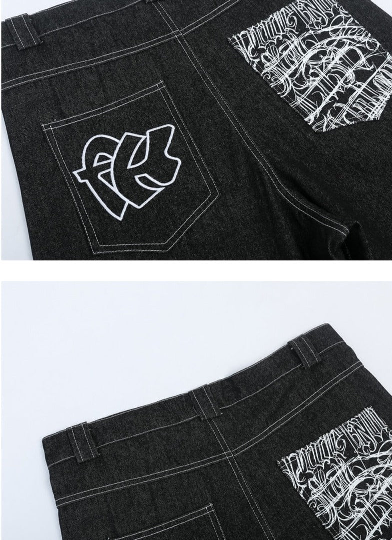 '90's New York' Contrast Stitch Denim Shorts Newgew