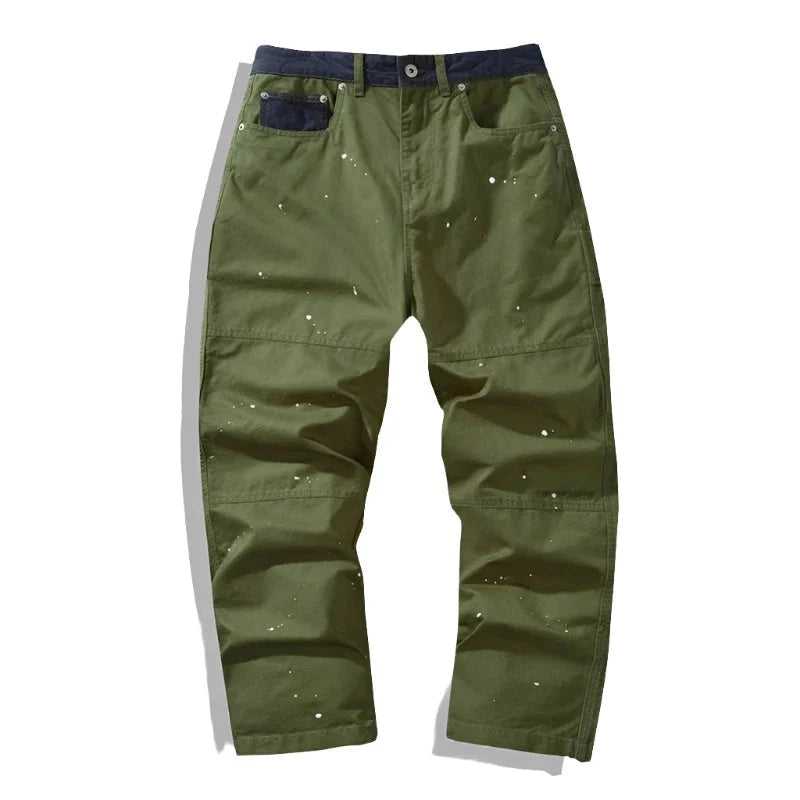 Contrast Waistband Paint Splash Workwear Cargo Pants Newgew