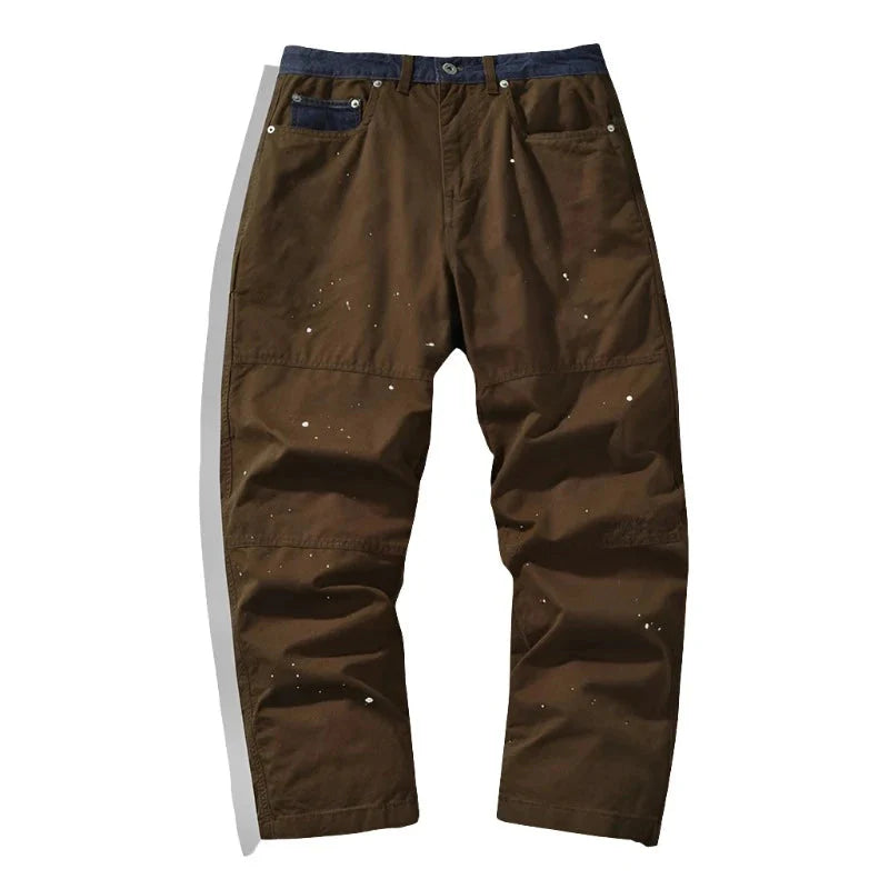 Contrast Waistband Paint Splash Workwear Cargo Pants Newgew