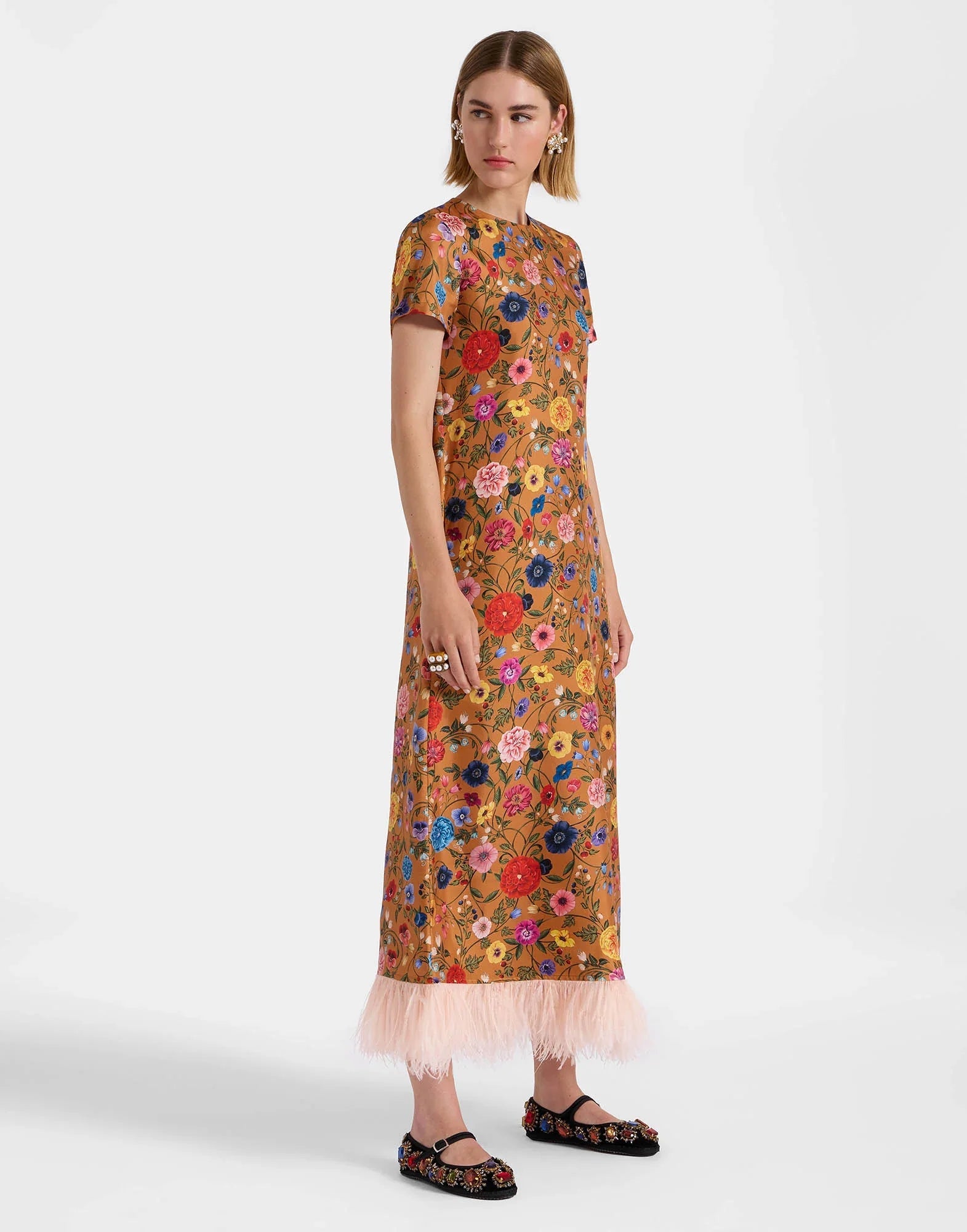 Floral - Printed Feather - Hem Dress Newgew Dresses
