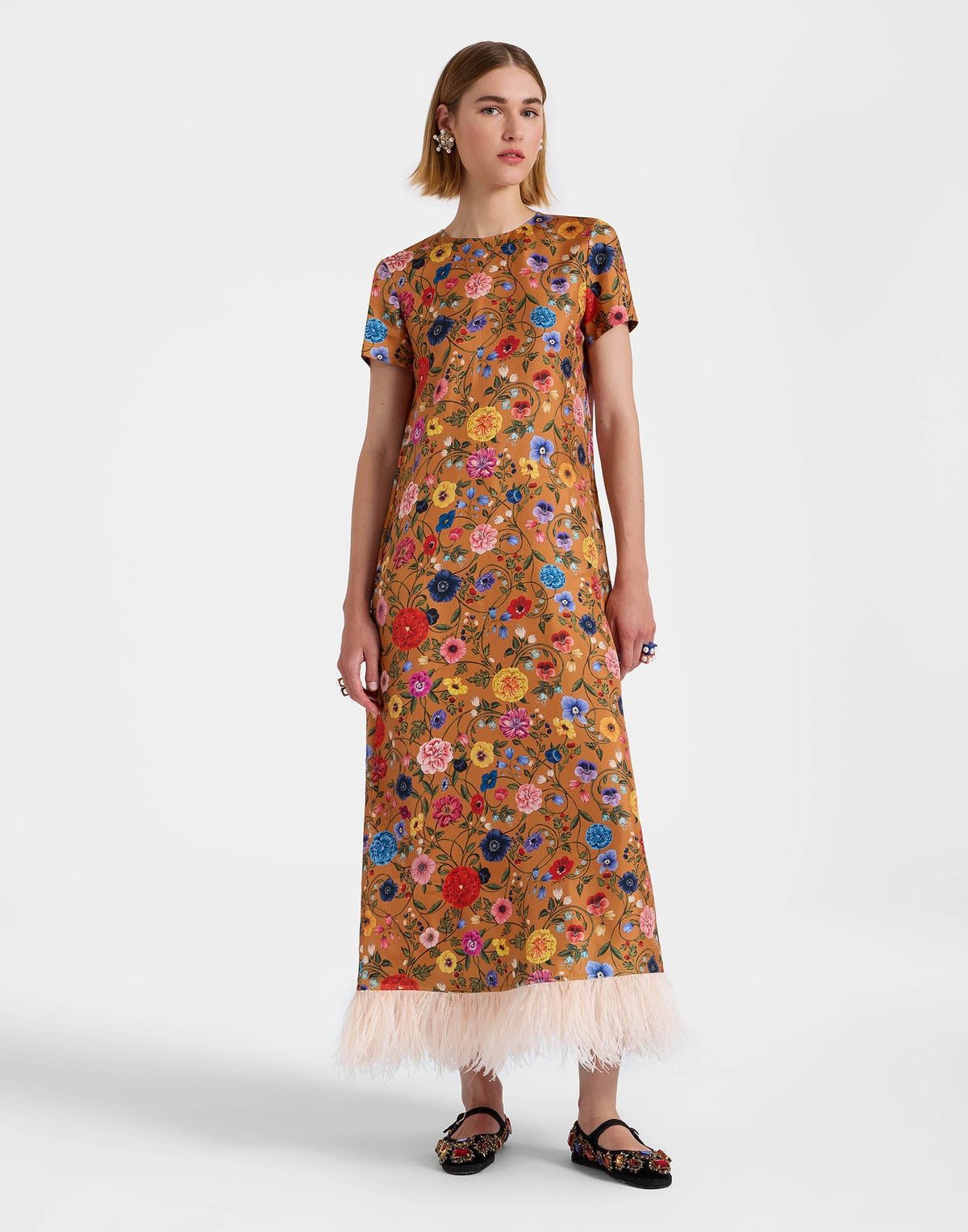 Floral - Printed Feather - Hem Dress Newgew Dresses