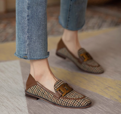 Promise Badge Plaid Loafers Newgew