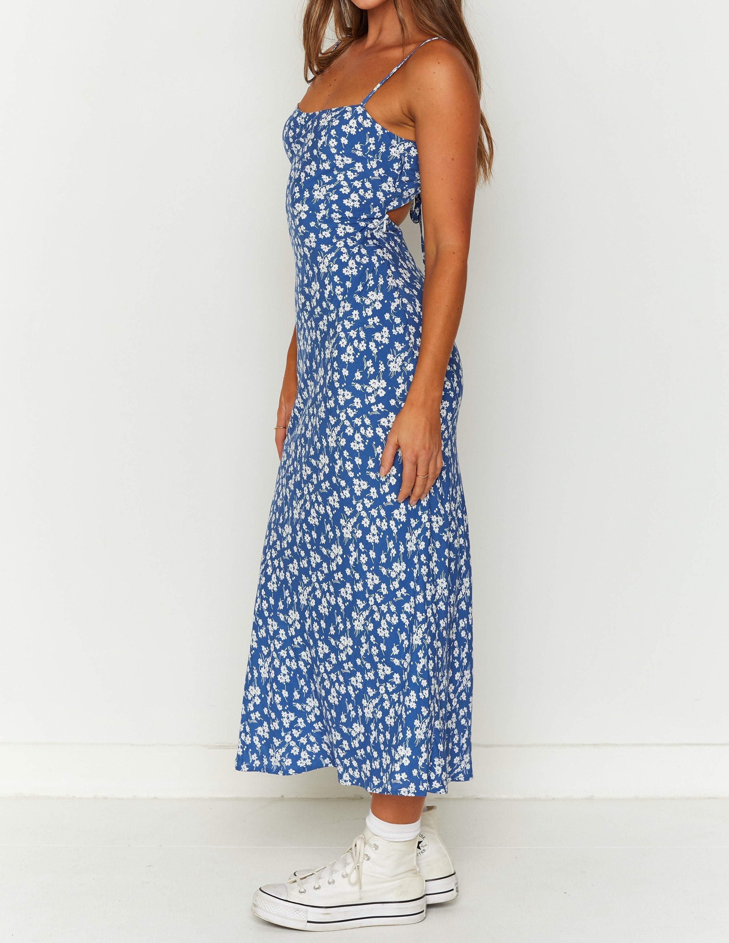 Delphine Blue Floral Midi Dress Newgew Dresses