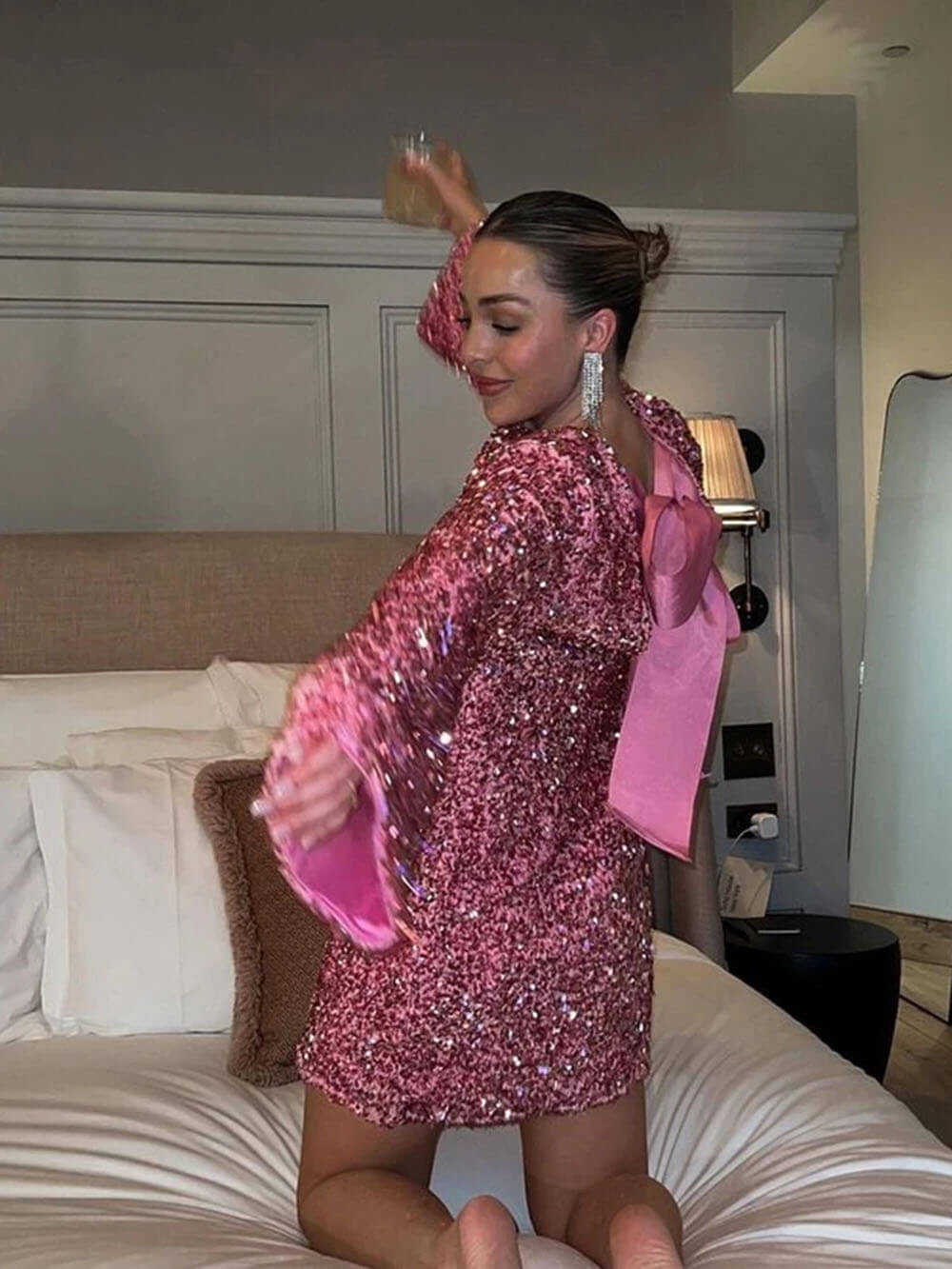 Sequined Tie-back Dress Newgew Dresses