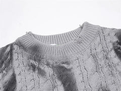 Distressed Cable Knit Sweater Newgew