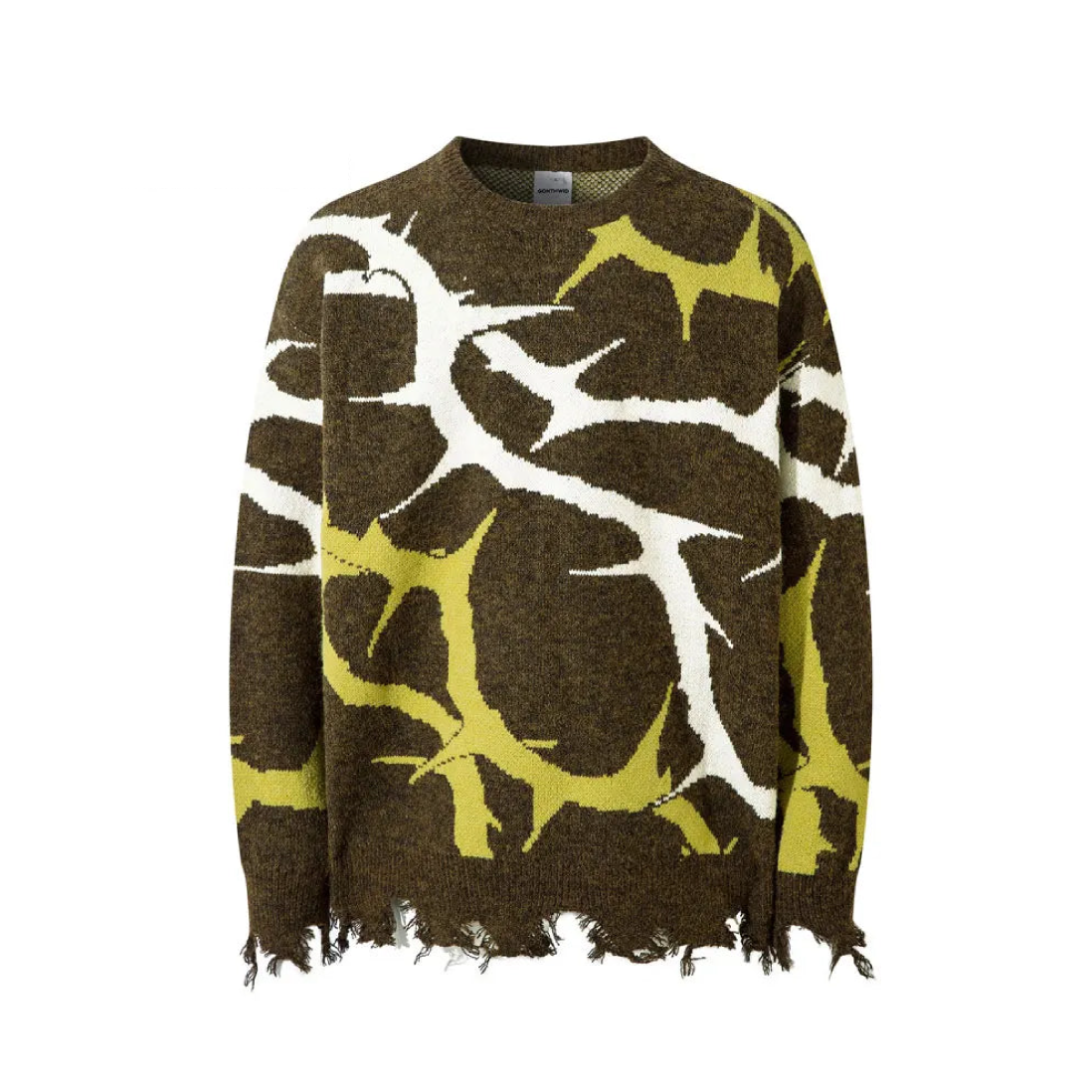 Distressed Thorns Graphic Sweater Newgew