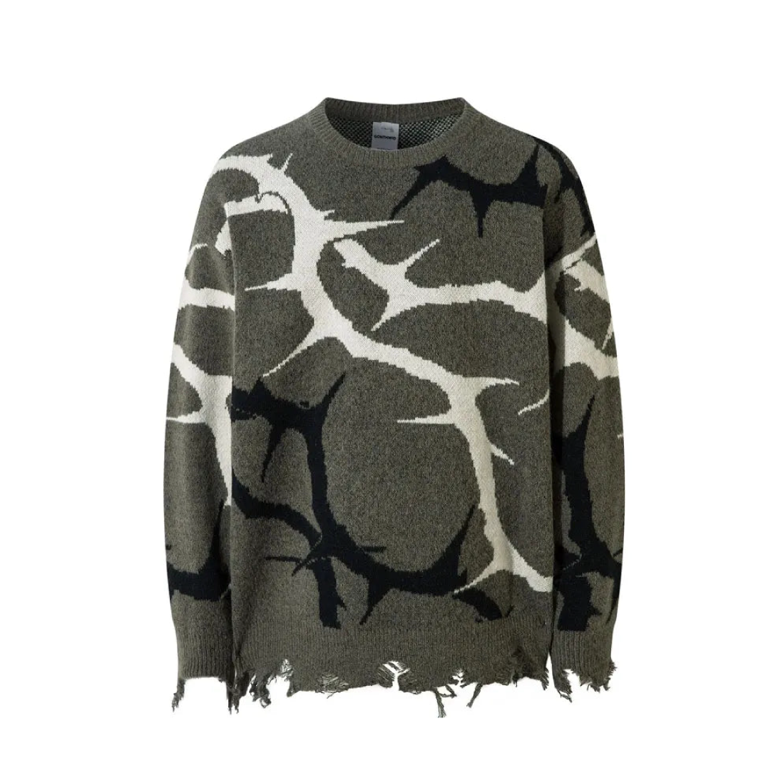 Distressed Thorns Graphic Sweater Newgew