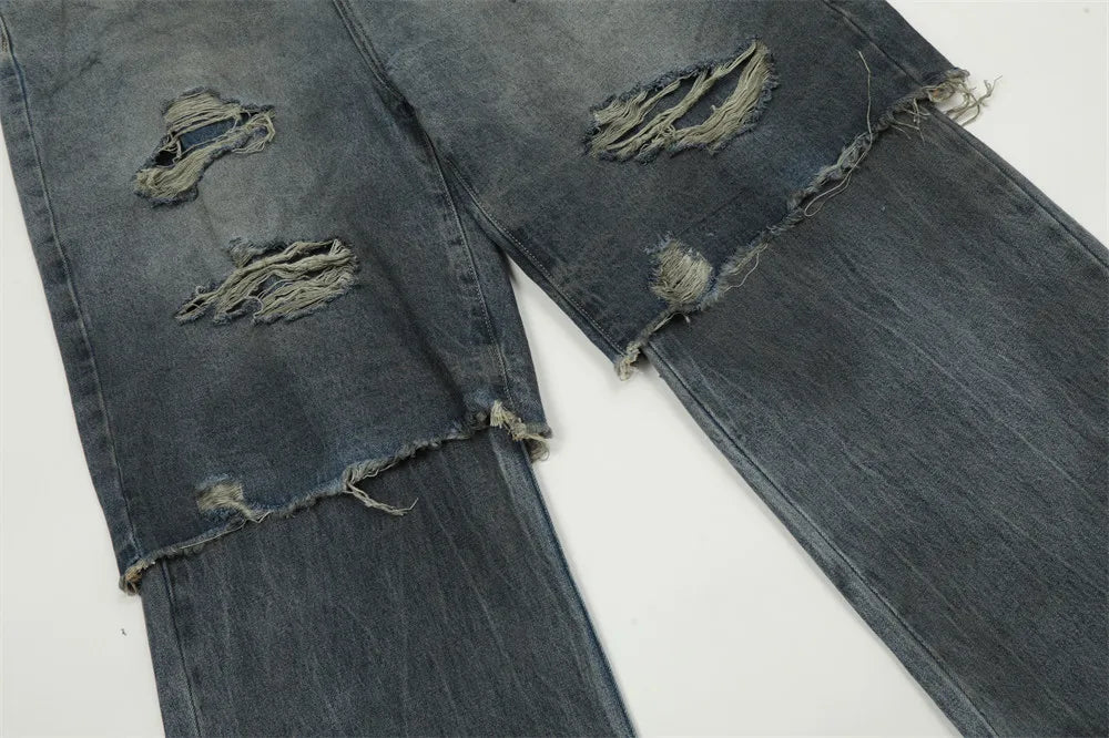 Double Layer Destructed Denim Jeans Newgew