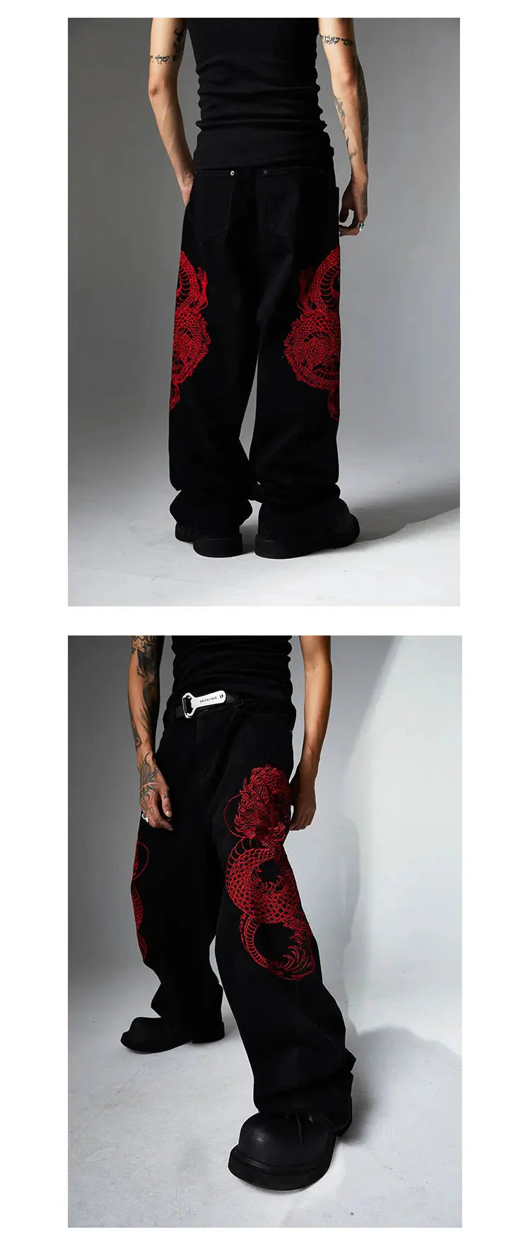 Embroidered Dragon Y2k Jeans Newgew