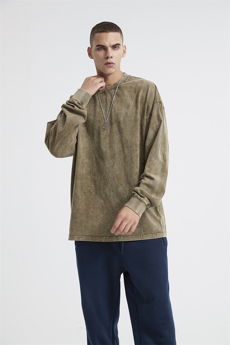 Essential Acid Washed Long Sleeve T-Shirt Newgew