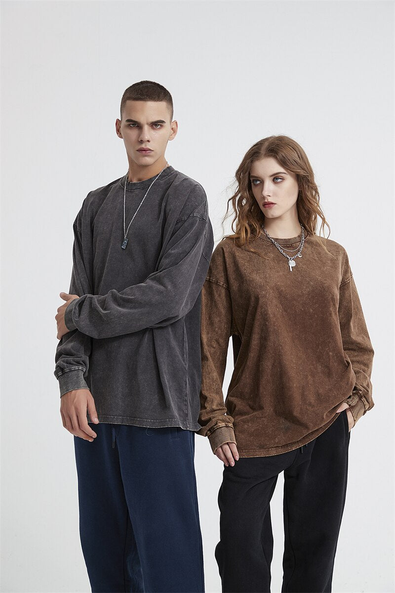 Essential Acid Washed Long Sleeve T-Shirt Newgew