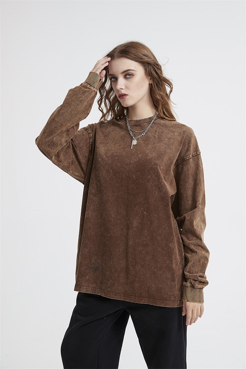 Essential Acid Washed Long Sleeve T-Shirt Newgew