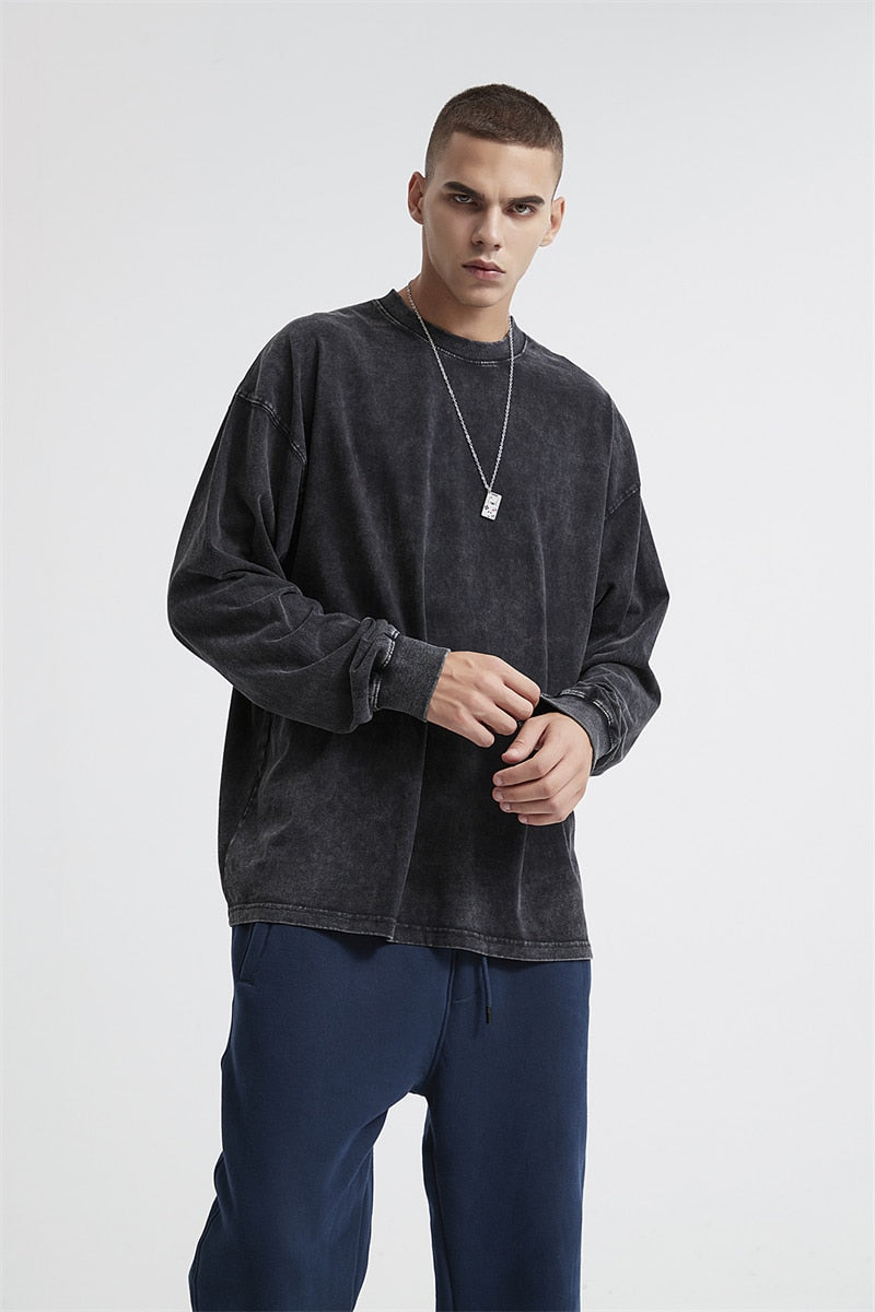 Essential Acid Washed Long Sleeve T-Shirt Newgew