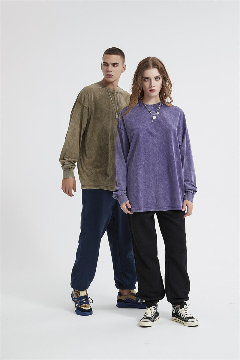 Essential Acid Washed Long Sleeve T-Shirt Newgew