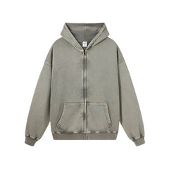 Essential Heavyweight Acid-wash Zip-up Hoodie Newgew