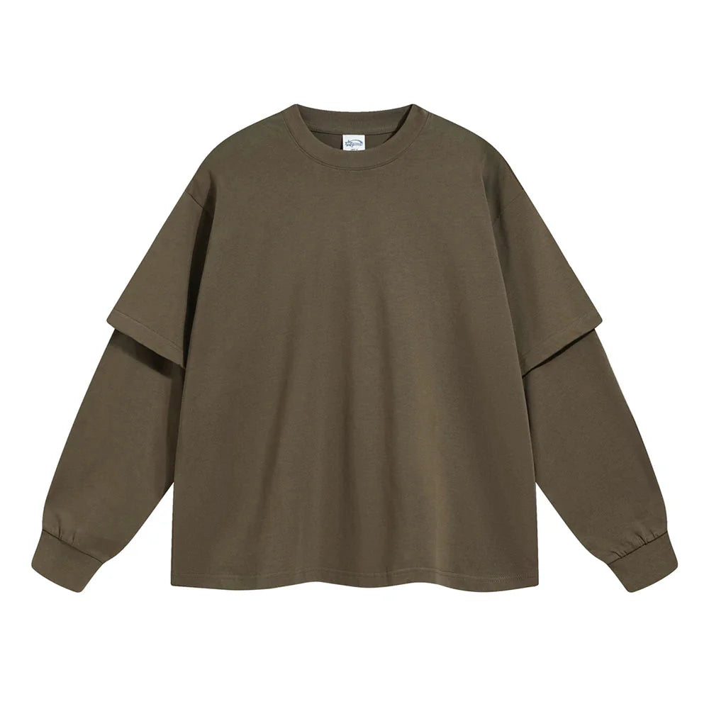 Essential Mock Double Layer Long Sleeve T-Shirt Newgew