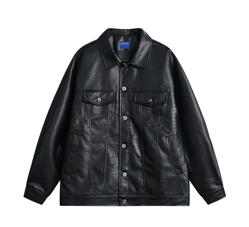 Faux Crocodile Leather Jacket Newgew