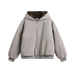 Faux Fur Lined Washed Canvas Hooded Jacket Newgew