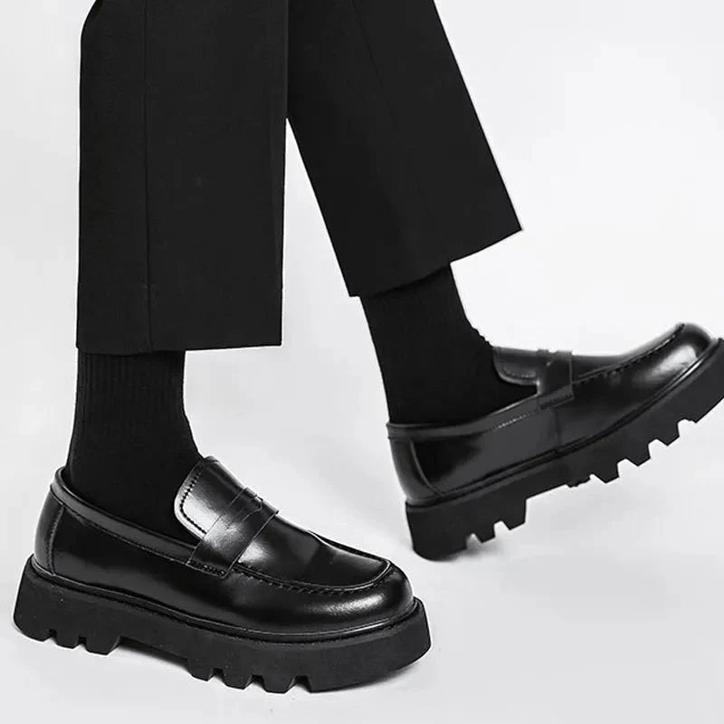 Faux Leather Chunky Sole Loafers Newgew