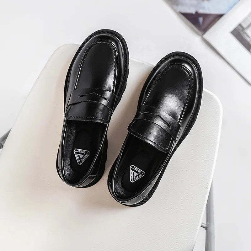 Faux Leather Chunky Sole Loafers Newgew