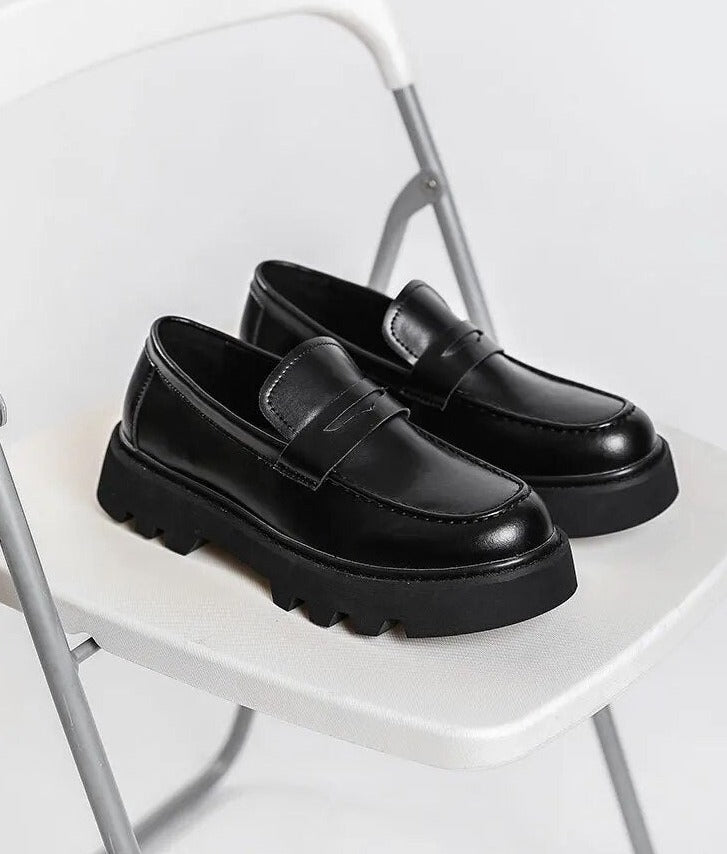 Faux Leather Chunky Sole Loafers Newgew