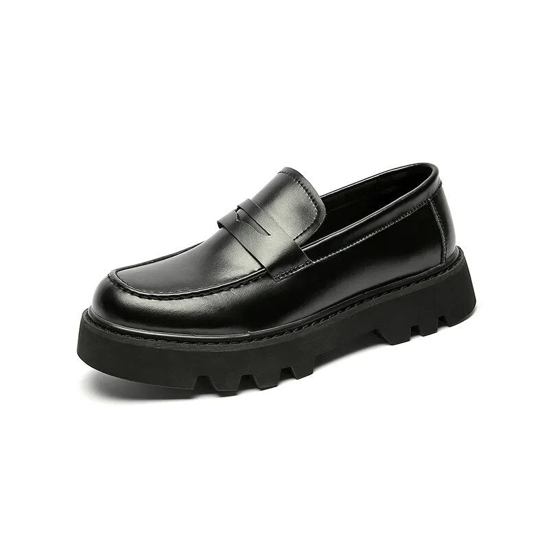 Faux Leather Chunky Sole Loafers Newgew