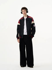 Faux Leather Retro Varsity Jacket Newgew