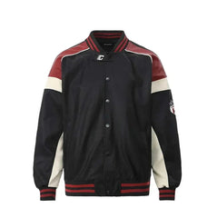 Faux Leather Retro Varsity Jacket Newgew