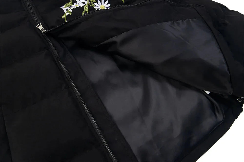 Flower Embroidery Puffer Jacket Newgew