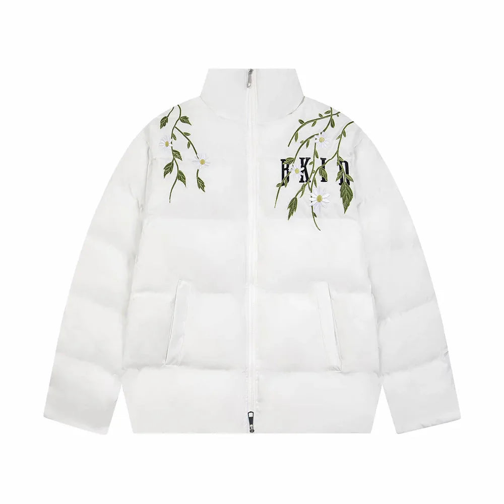 Flower Embroidery Puffer Jacket Newgew