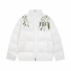 Flower Embroidery Puffer Jacket Newgew