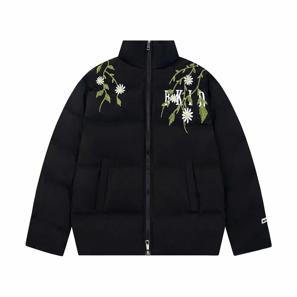 Flower Embroidery Puffer Jacket Newgew