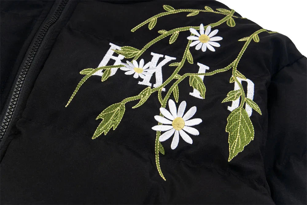 Flower Embroidery Puffer Jacket Newgew