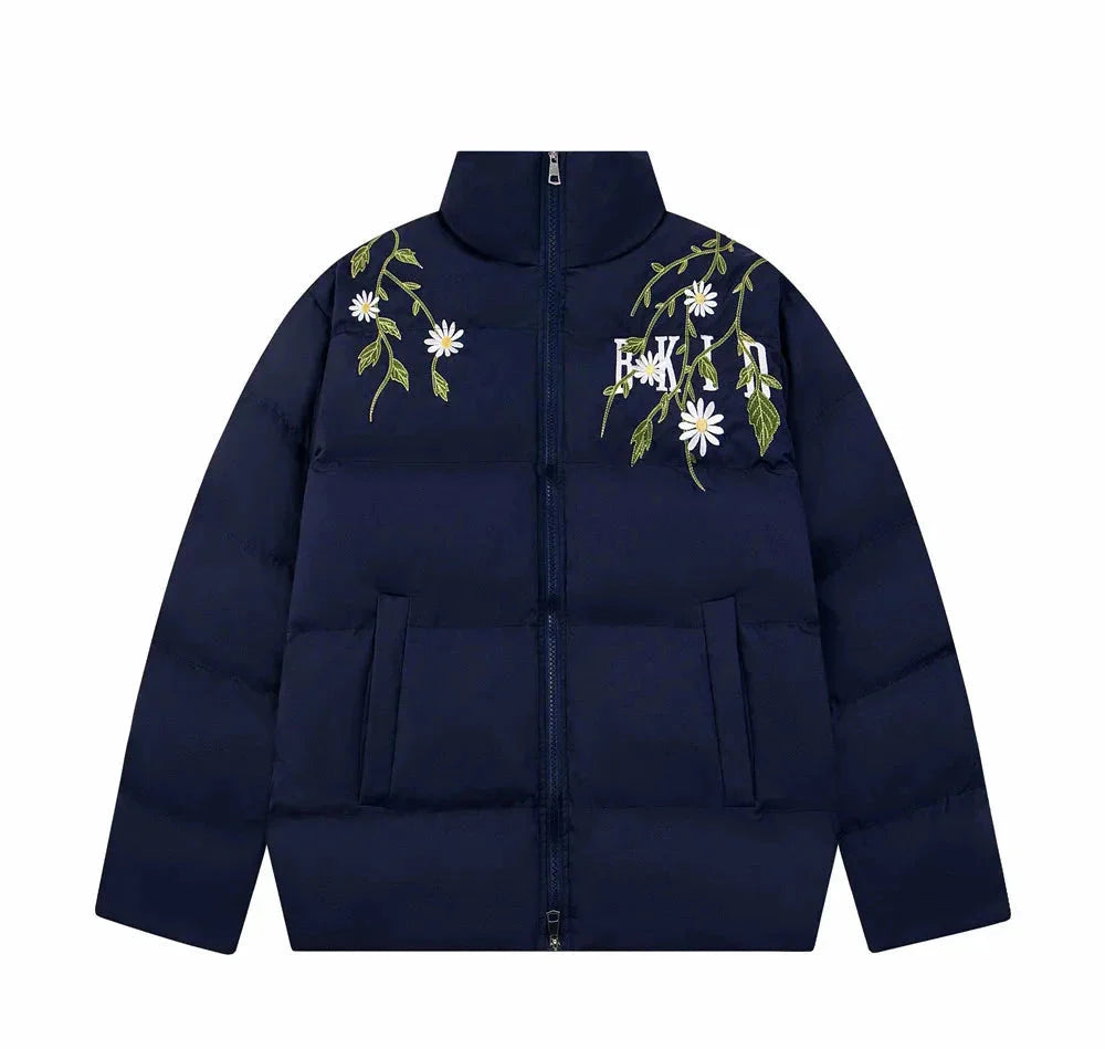 Flower Embroidery Puffer Jacket Newgew