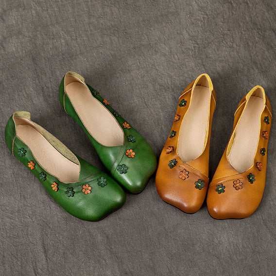 Flower Accents Comfortable All-match Flat Peas Shoes Newgew Shoes