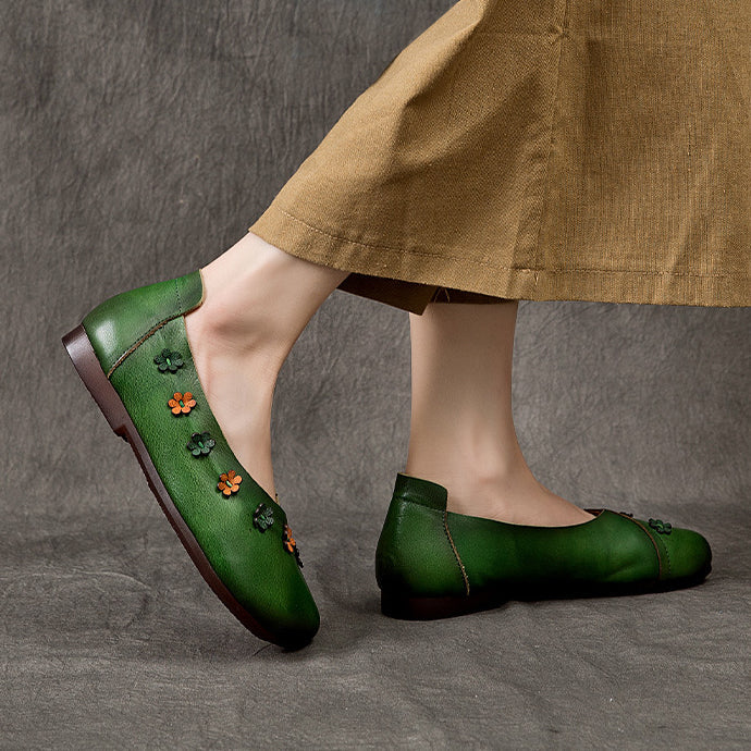 Flower Accents Comfortable All-match Flat Peas Shoes Newgew Shoes