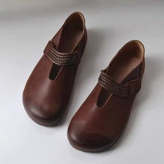 Genuine Leather V-cut Velcro Flat Shoes Newgew Shoes