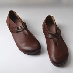 Genuine Leather V-cut Velcro Flat Shoes Newgew Shoes