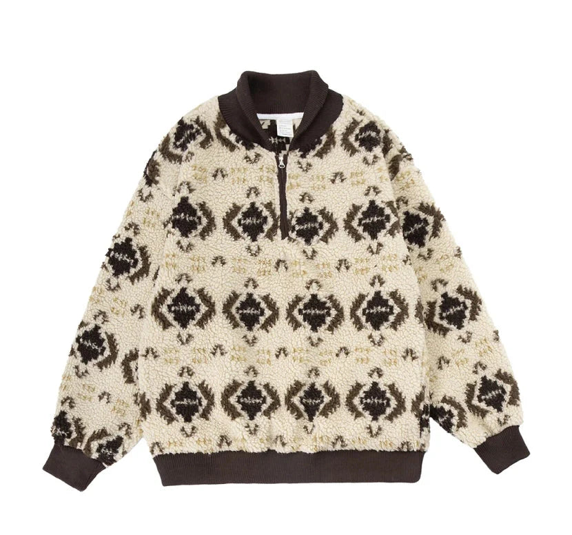 Geometric Borg Fleece Sweatshirt Newgew