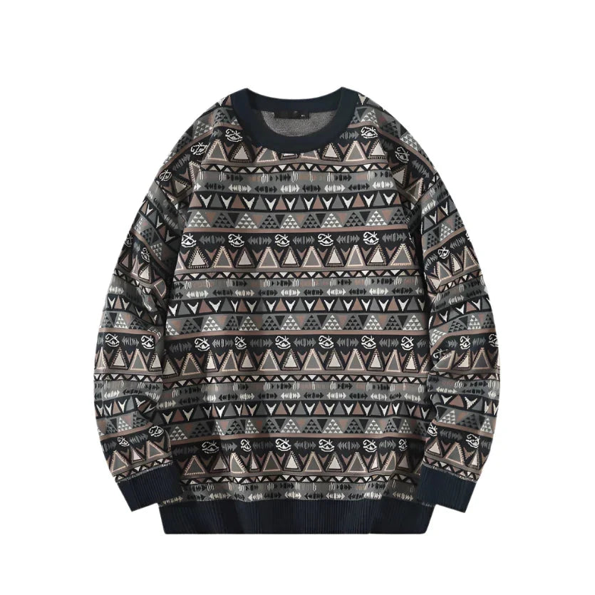 Geometric Knit Grandad Jumper Newgew