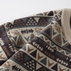 Geometric Knit Grandad Jumper Newgew