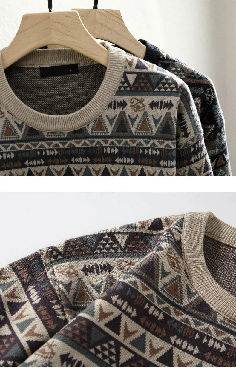 Geometric Knit Grandad Jumper Newgew